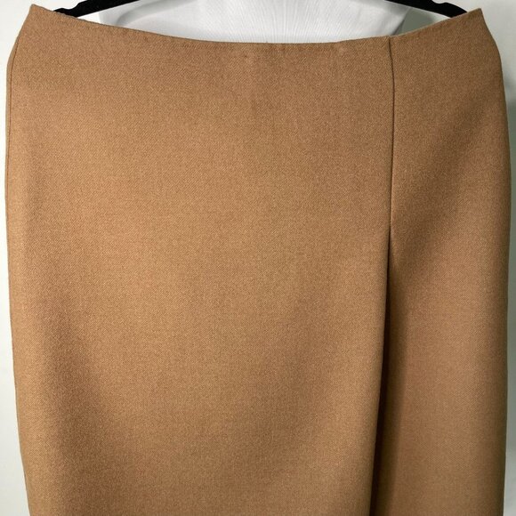 Max Mara Weekend Women's Brown Tan 100% Wool Wrap Midi Skirt Size 12 US - Picture 2 of 7